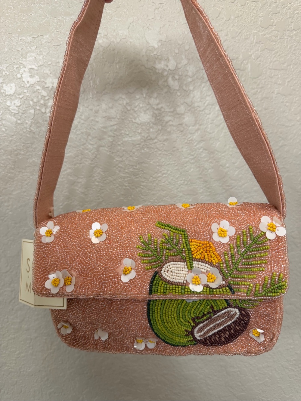 Viral Sol and Mer Coconut Drink Beaded Shoulder Bag - FIRM PRICE